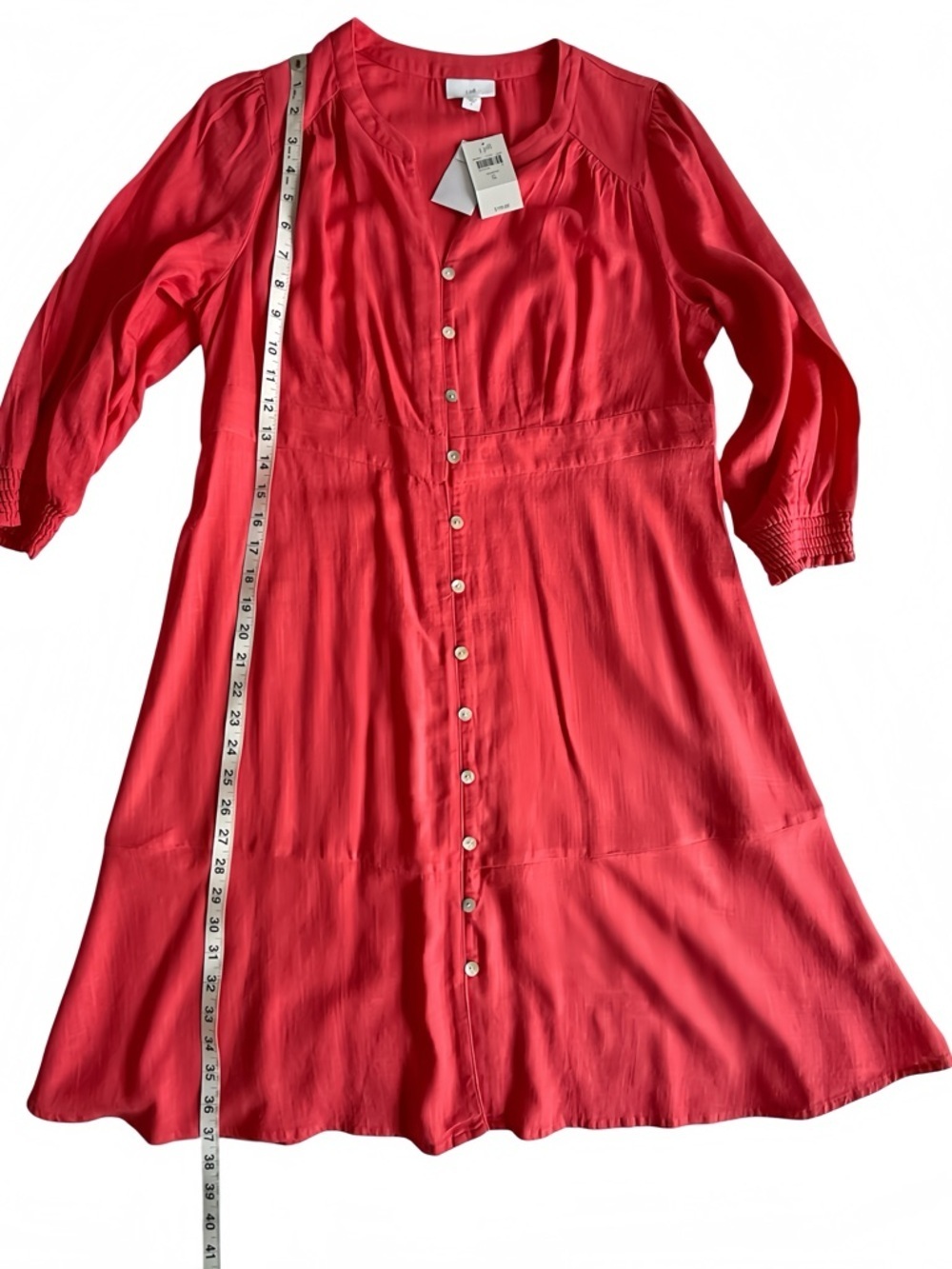 J.Jill Guava Pink Linen Blend Dress NWT Small Button Front Summer Vacation Dress - Picture 10 of 13